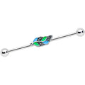 BodyCandy 14G Filigree Blue Green Leaves Industrial Barbell 38mm — main product shot
