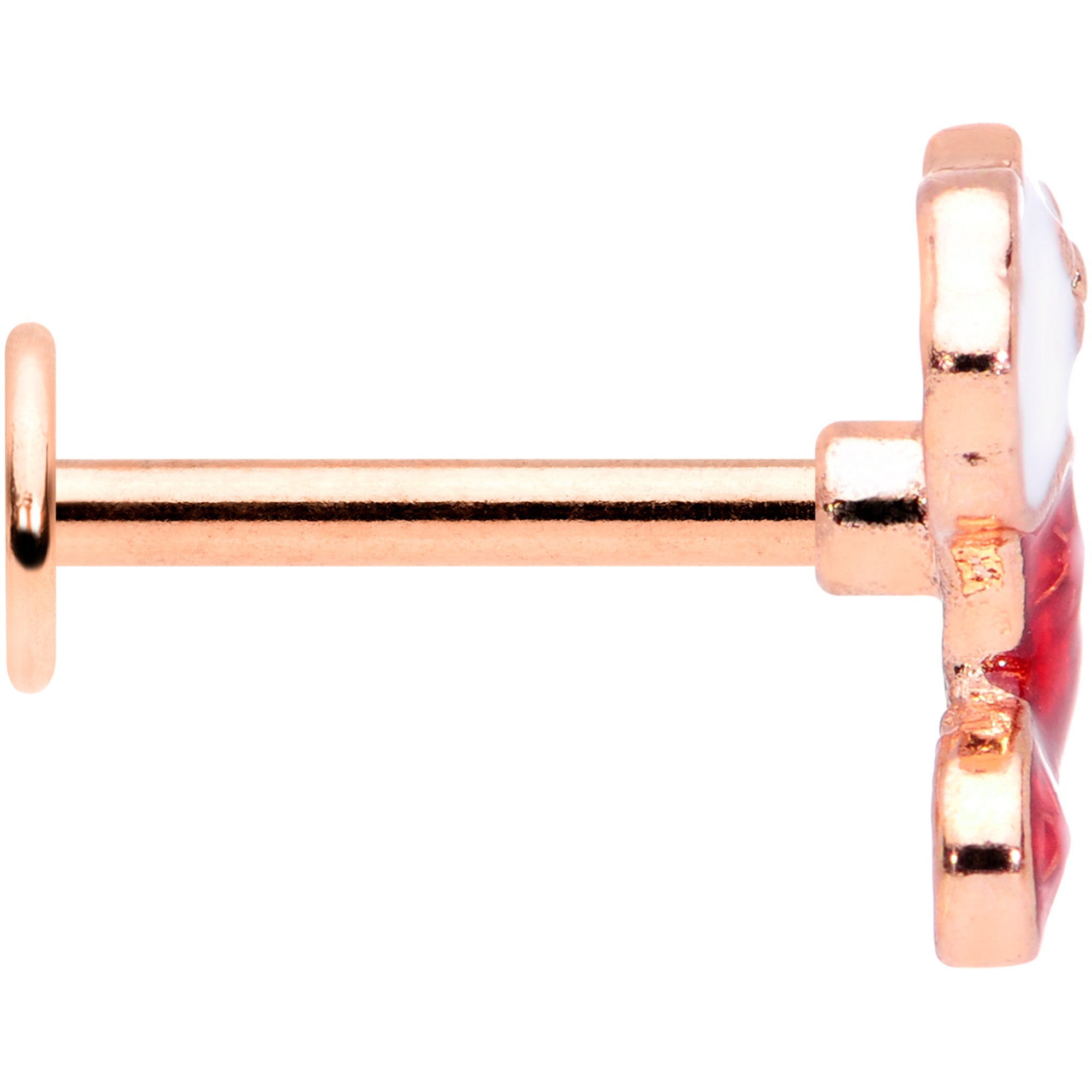 BodyCandy 16G 5/16 Rose Gold Tone Red Christmas Stocking Labret Tragus — lifestyle context