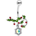 BodyCandy Aurora Red Gem Holly Holiday Decor Christmas Belly Ring — main product shot