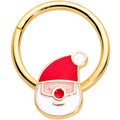 BodyCandy 16G 3/8 Gold Tone Smiling Santa Christmas Hinged Segment Ring — main product shot