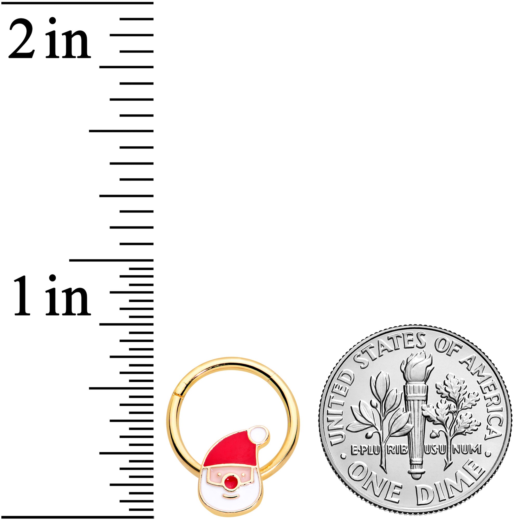 BodyCandy 16G 3/8 Gold Tone Smiling Santa Christmas Hinged Segment Ring — lifestyle context