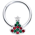 BodyCandy 16G 3/8 Red Green Gem Starry Christmas Tree Hinged Segment Ring — main product shot