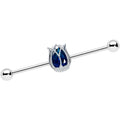 BodyCandy 14G Blue Gem Tulip Flower Industrial Barbell 38mm — main product shot