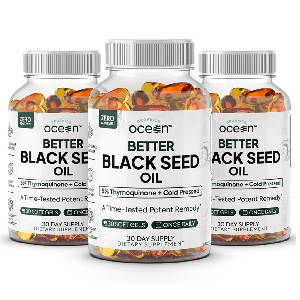 Ocean Black Seed Oil Supplement - 1000mg Çörek Otu Yağı Capsules, 60 Count (1+1 Free) - Natural Health Support