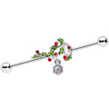 BodyCandy 14G Aurora Gem Candy Cane Holly Christmas Industrial Barbell 38mm — main product shot