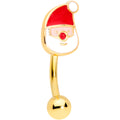 BodyCandy 16G 5/16 Gold Tone Simple Santa Christmas Curved Eyebrow Ring — main product shot