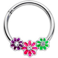 BodyCandy 16G 3/8 Clear Gem Floral Garland Hinged Segment Ring — main product shot
