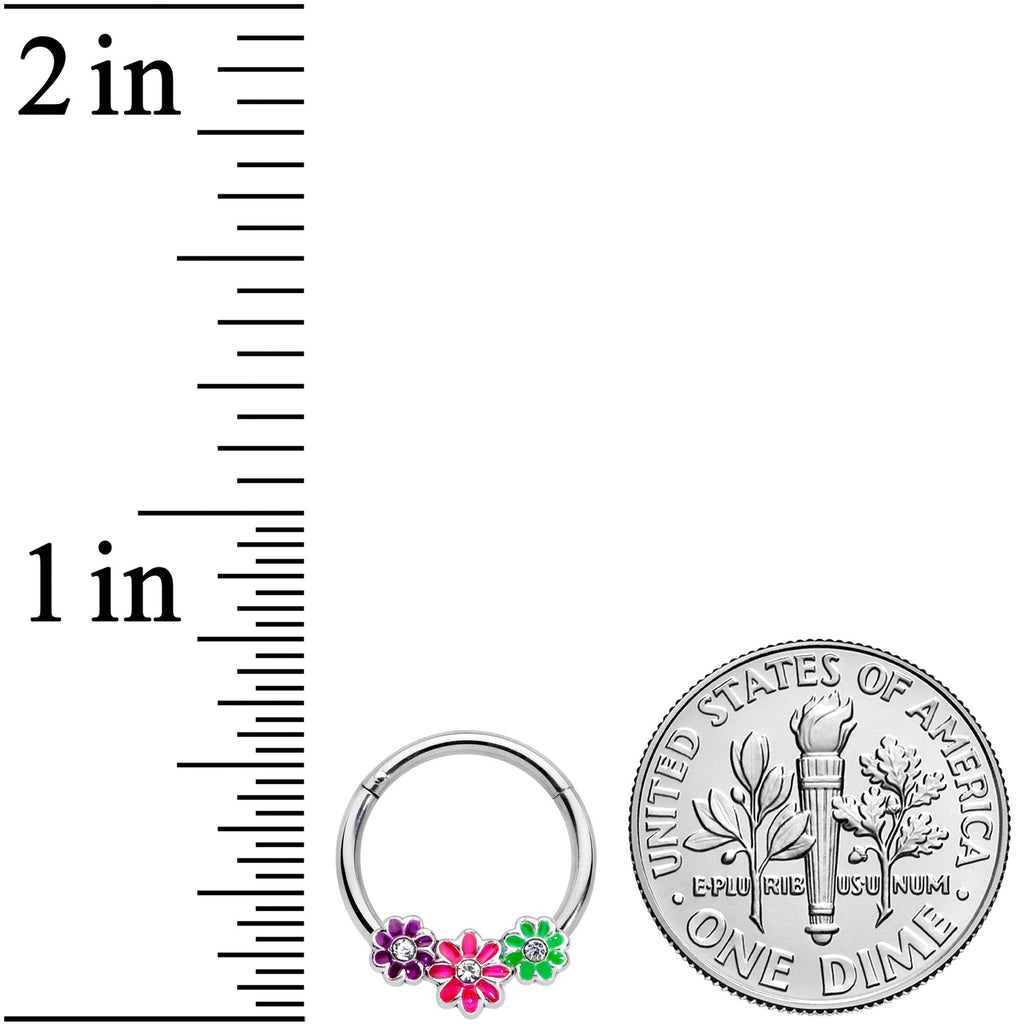 BodyCandy 16G 3/8 Clear Gem Floral Garland Hinged Segment Ring — lifestyle context