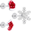 BodyCandy 16G 5/16 Snowflake Mitten Stocking Christmas Labret Set of 3 — main product shot