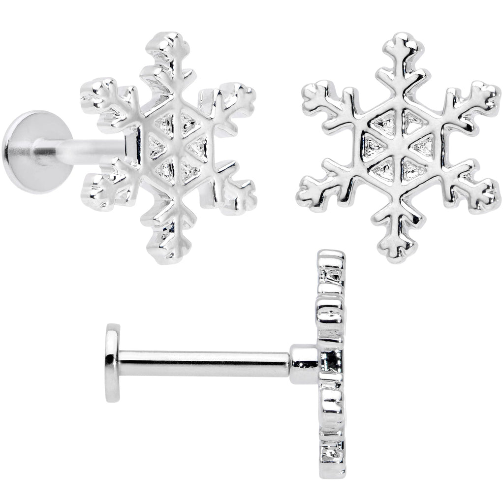 BodyCandy 16G 5/16 Snowflake Mitten Stocking Christmas Labret Set of 3 — lifestyle context