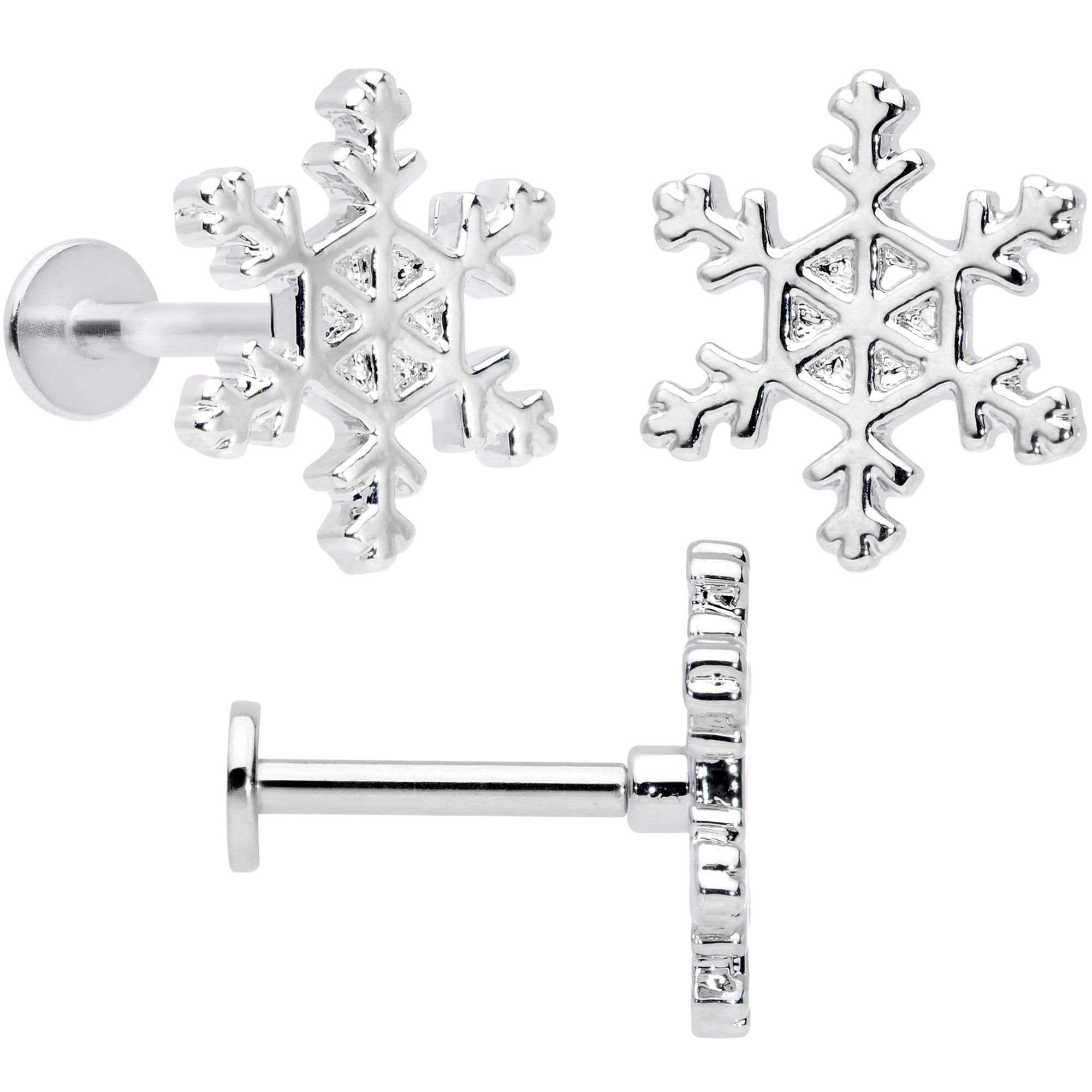 BodyCandy 16G 5/16 Snowflake Mitten Stocking Christmas Labret Set of 3 — lifestyle context