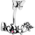 BodyCandy Pink Gem Butterfly Array Flower Double Mount Belly Ring — main product shot