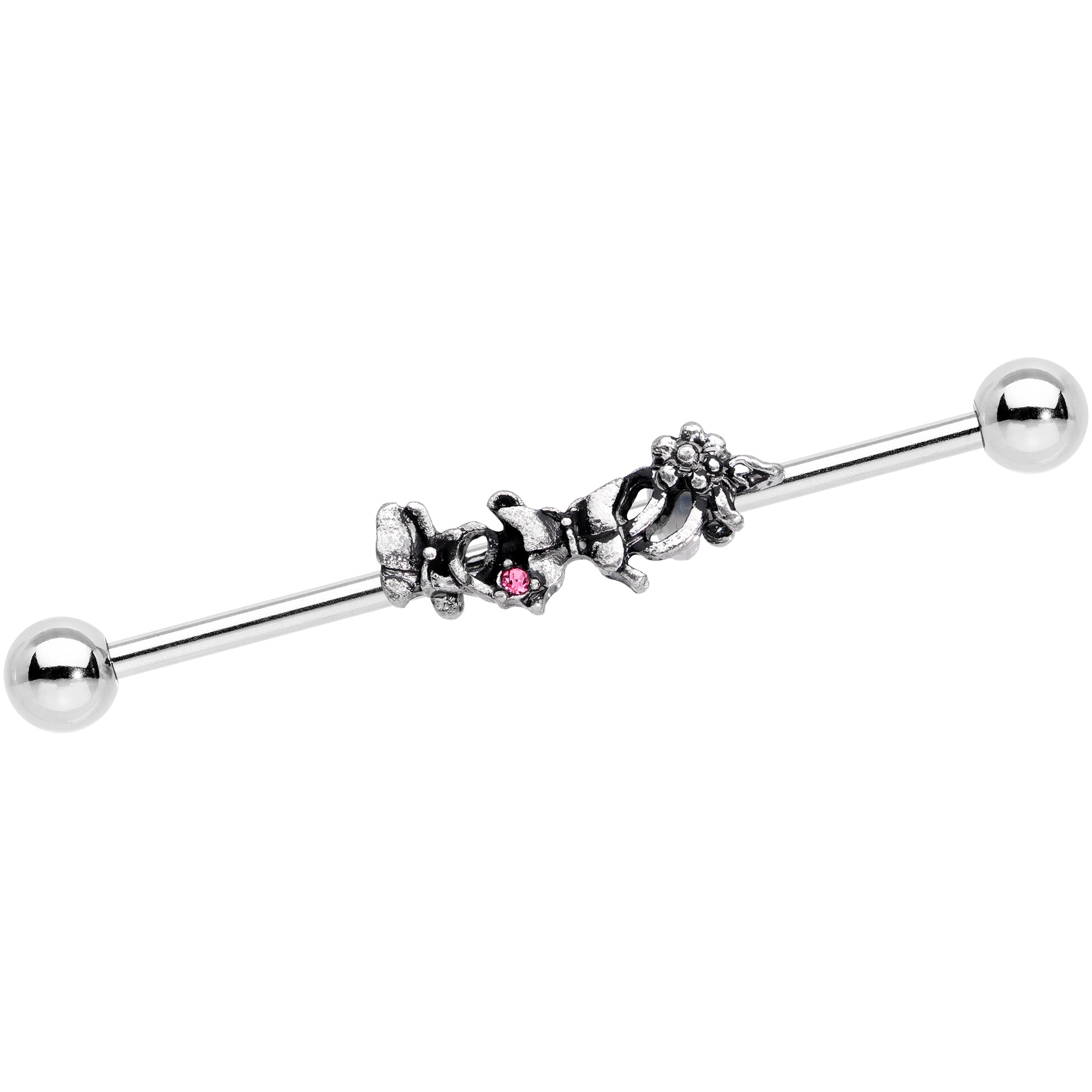 BodyCandy 14G Pink Gem Butterfly Array Flower Industrial Barbell 38mm — main product shot