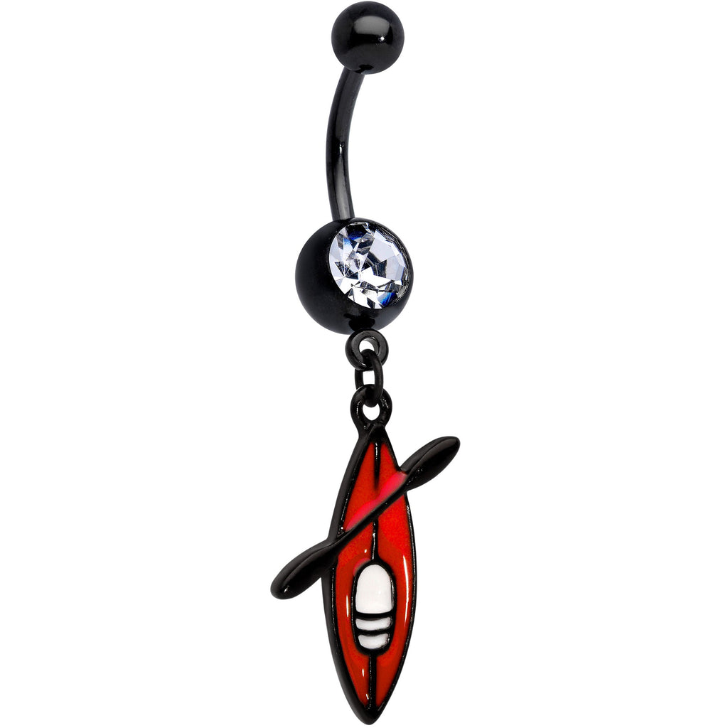 BodyCandy Clear Gem Black Red Summer Kayak Boat Dangle Belly Ring — main product shot
