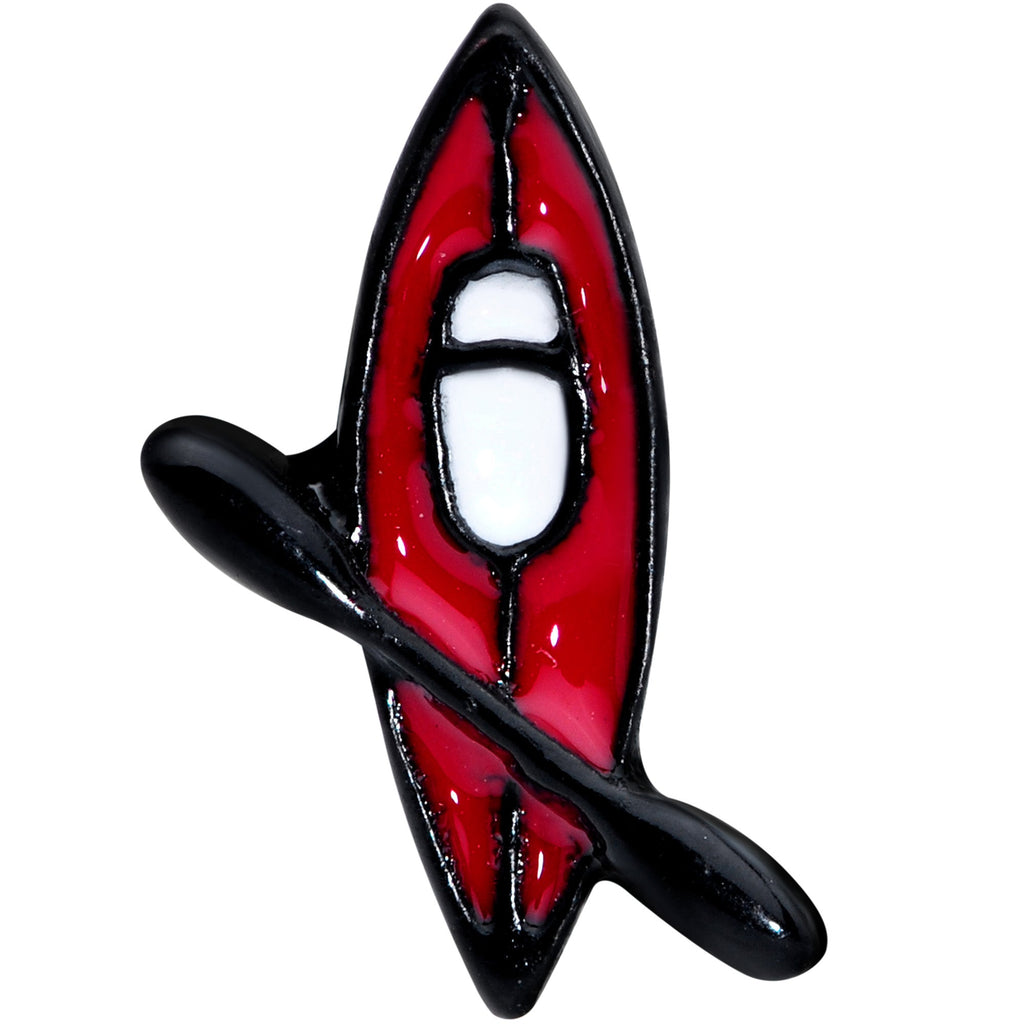 BodyCandy 16G 1/4 Black Red Summer Kayak Boat Cartilage Tragus Earring — detail close-up