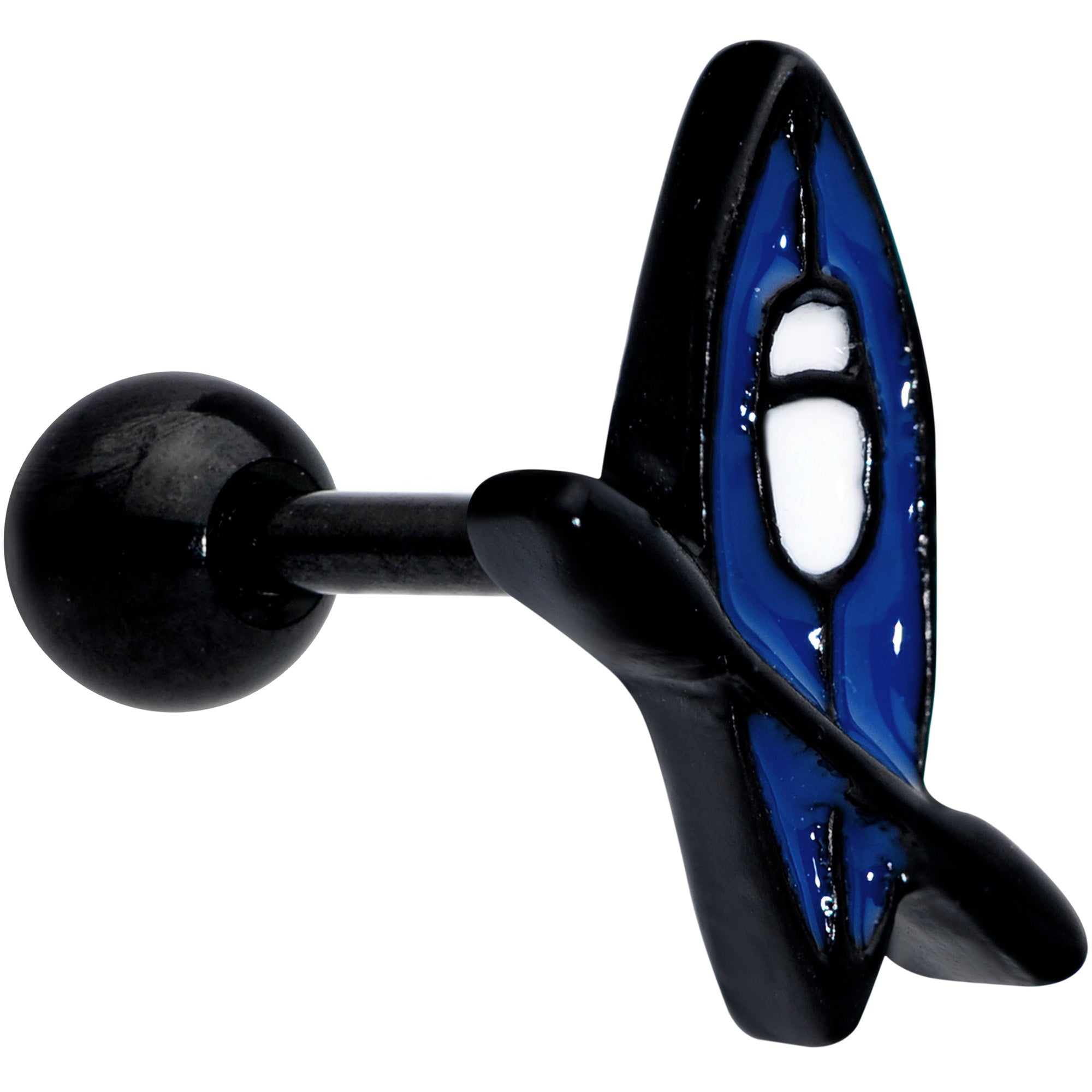 BodyCandy 16G 1/4 Black Blue Summer Kayak Boat Cartilage Tragus Earring — main product shot