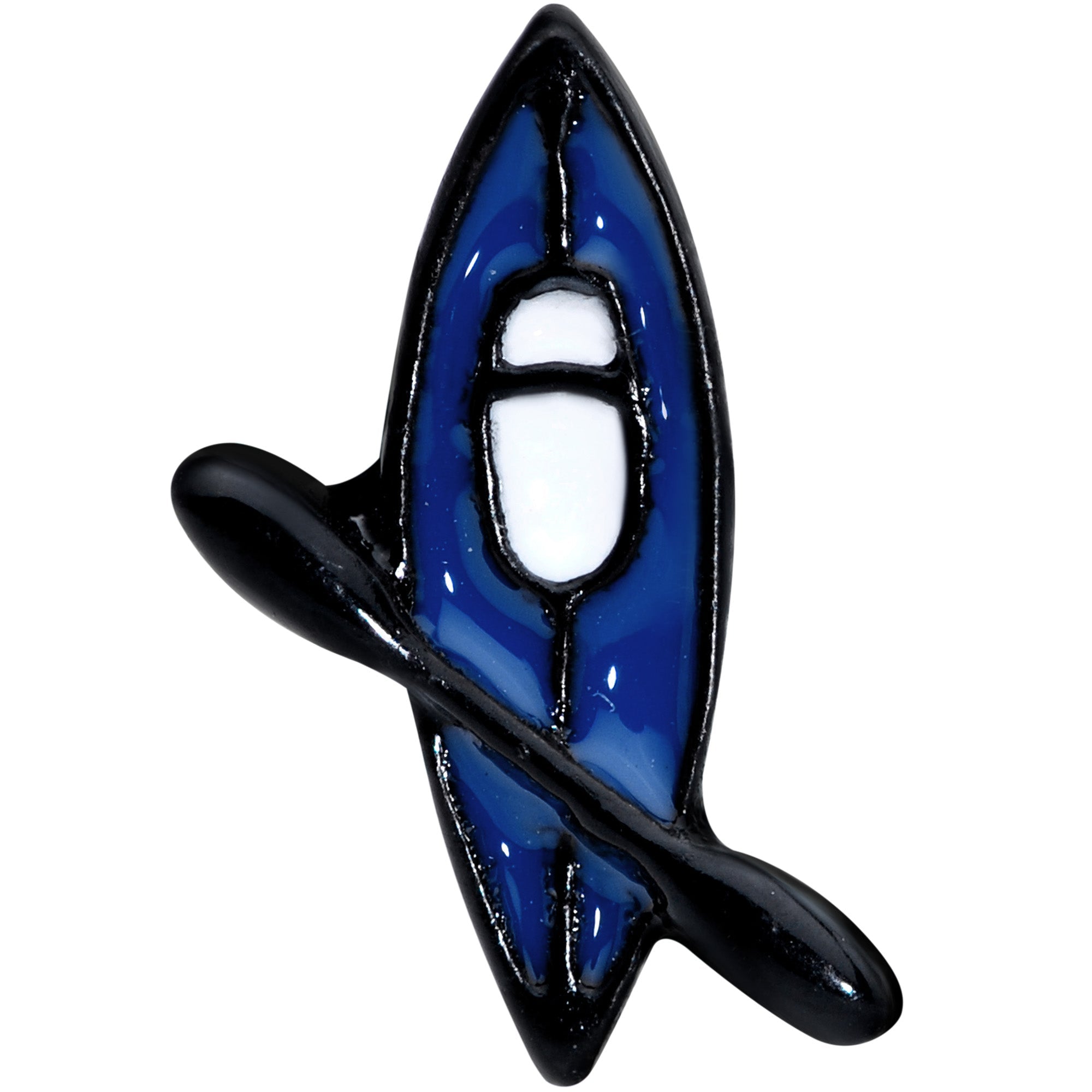 BodyCandy 16G 1/4 Black Blue Summer Kayak Boat Cartilage Tragus Earring — detail close-up
