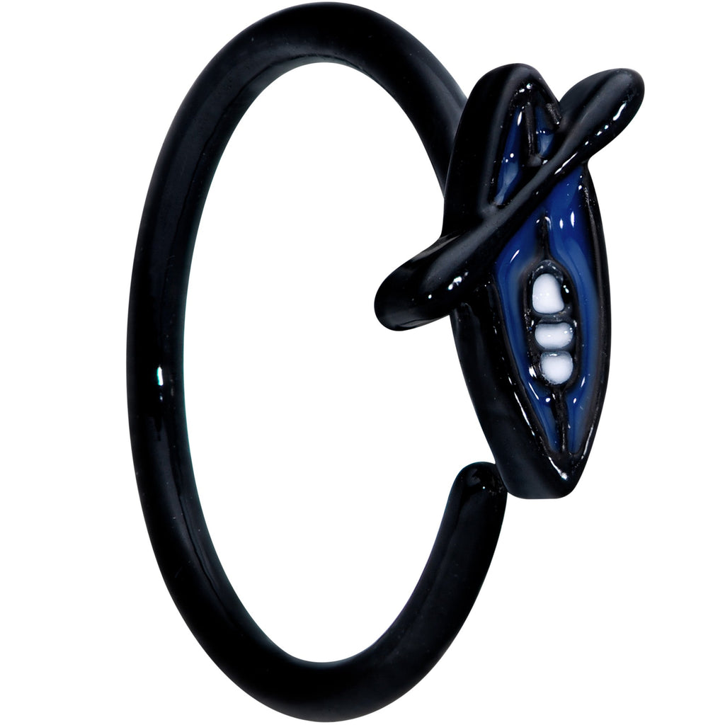 BodyCandy 18G 3/8 Black Blue Summer Kayak Boat Nose Hoop — main product shot