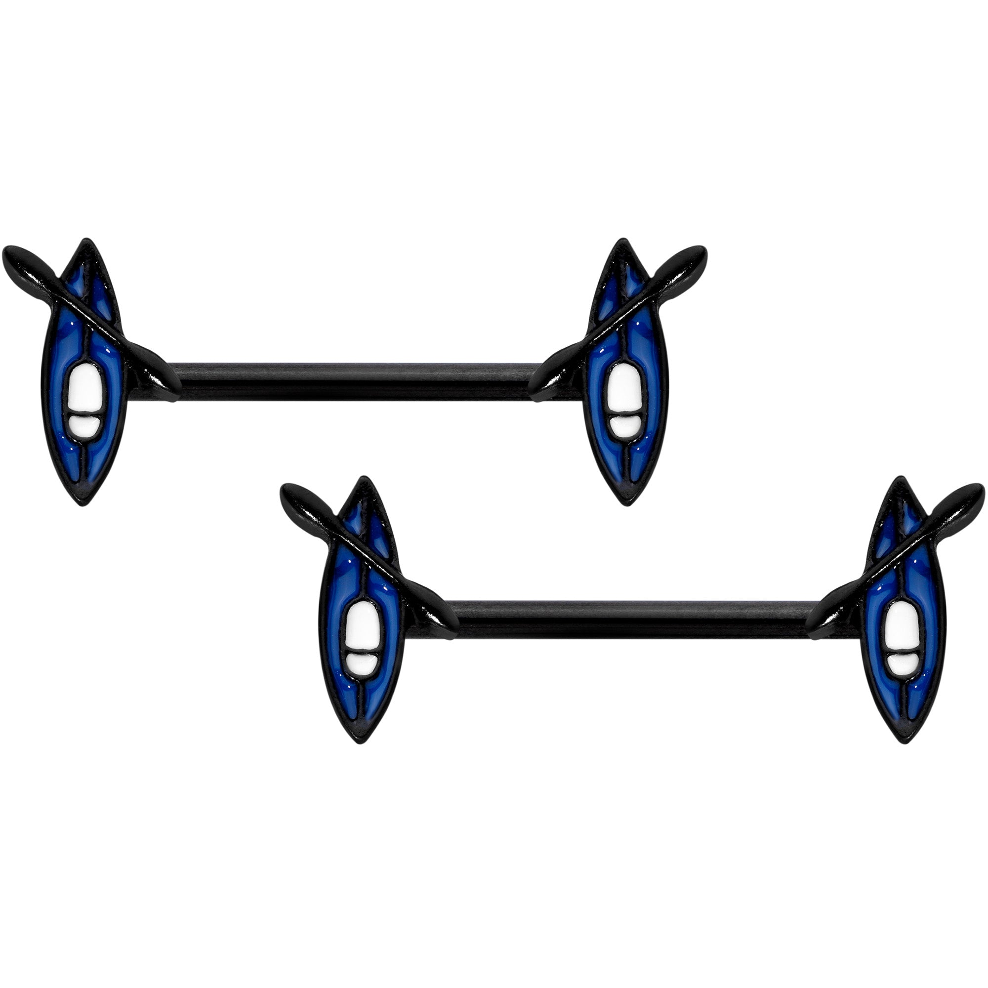 BodyCandy 14G 9/16 Black Blue Summer Kayak Boat Barbell Nipple Ring Set — main product shot