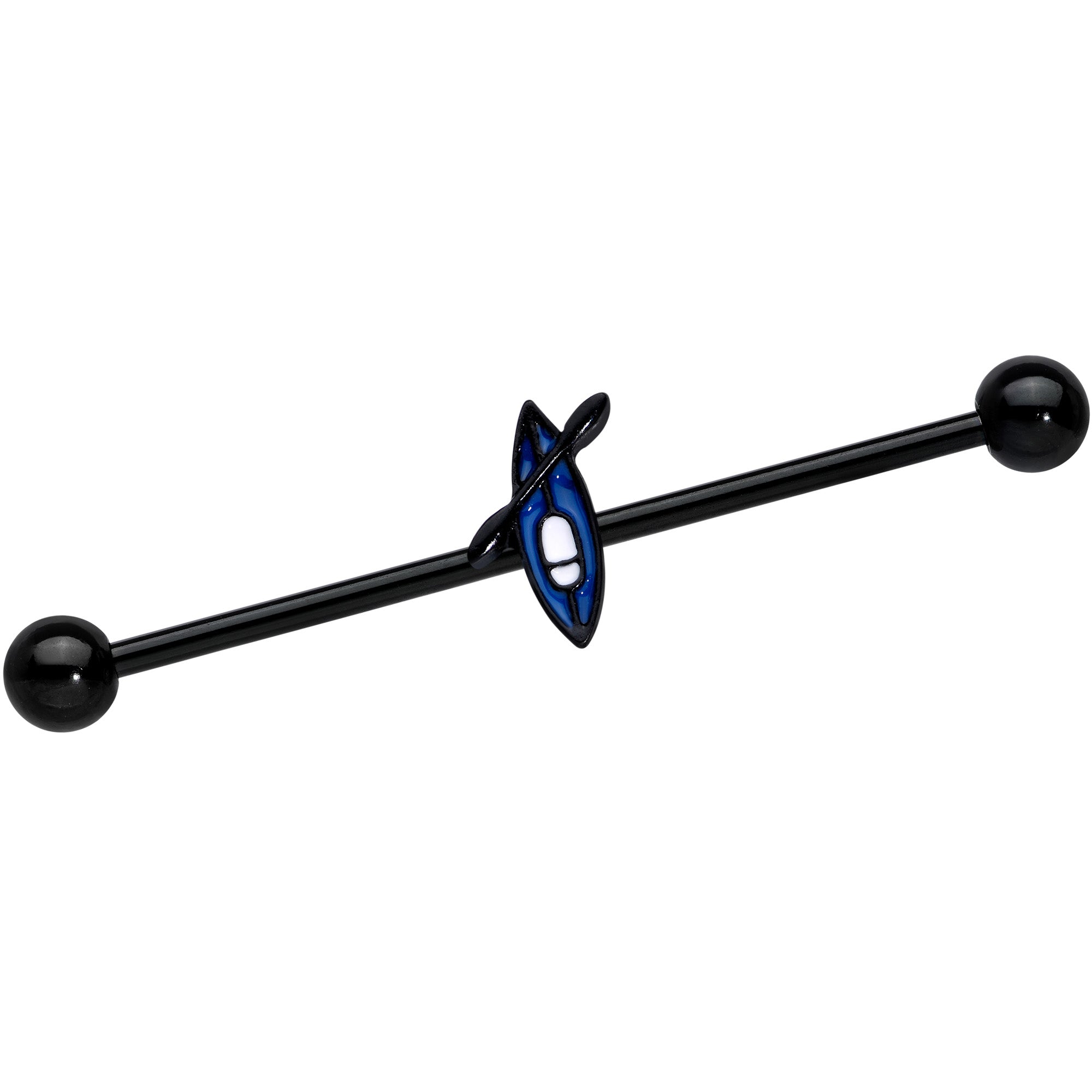 BodyCandy 14G Black Blue Summer Kayak Boat Industrial Barbell 38mm — main product shot