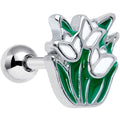 BodyCandy 16G 1/4 Springtime White Tulip Flowers Cartilage Tragus Earring — main product shot