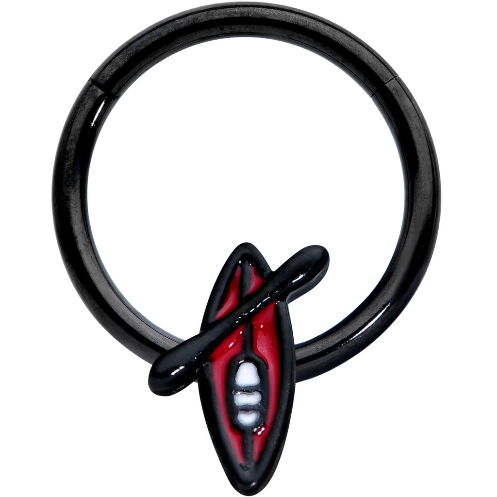 BodyCandy 16G 3/8 Black Red Summer Kayak Boat Hinged Segment Ring — main product shot