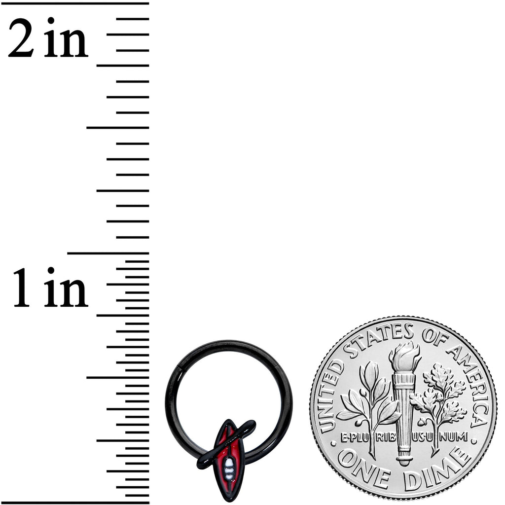 BodyCandy 16G 3/8 Black Red Summer Kayak Boat Hinged Segment Ring — lifestyle context