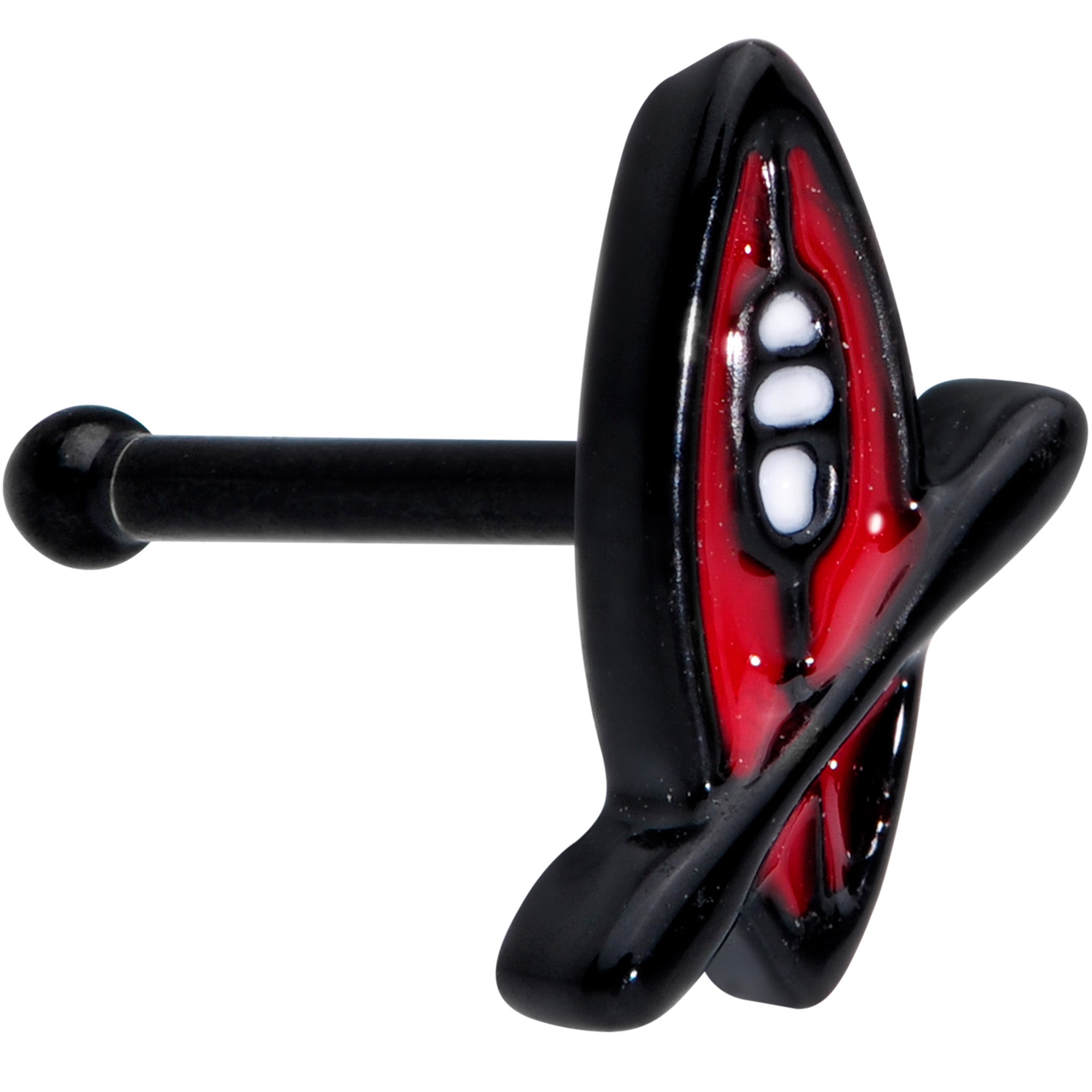 BodyCandy 20G 1/4 Black Red Summer Kayak Boat Nose Bone — main product shot