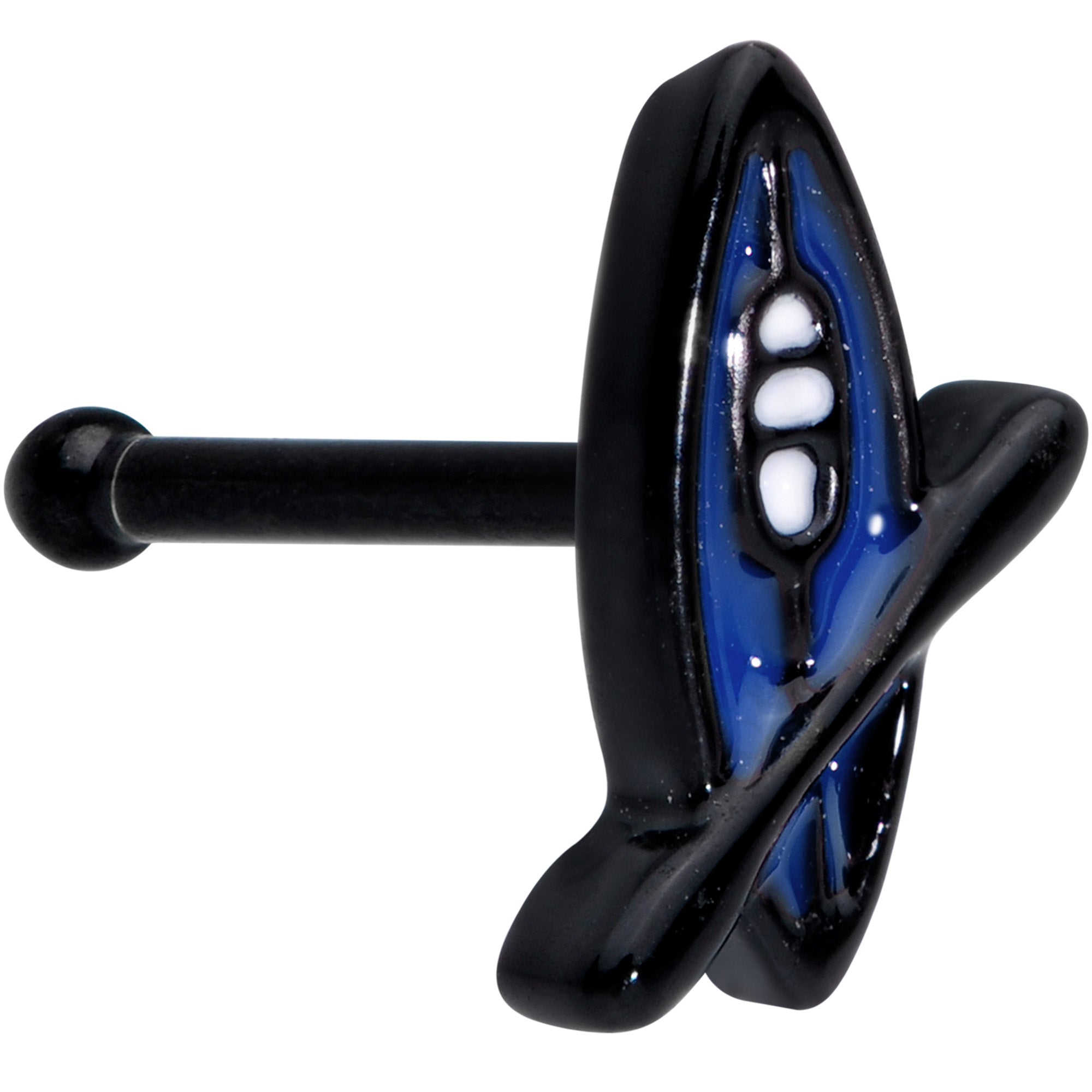 BodyCandy 20G 1/4 Black Blue Summer Kayak Boat Nose Bone — main product shot