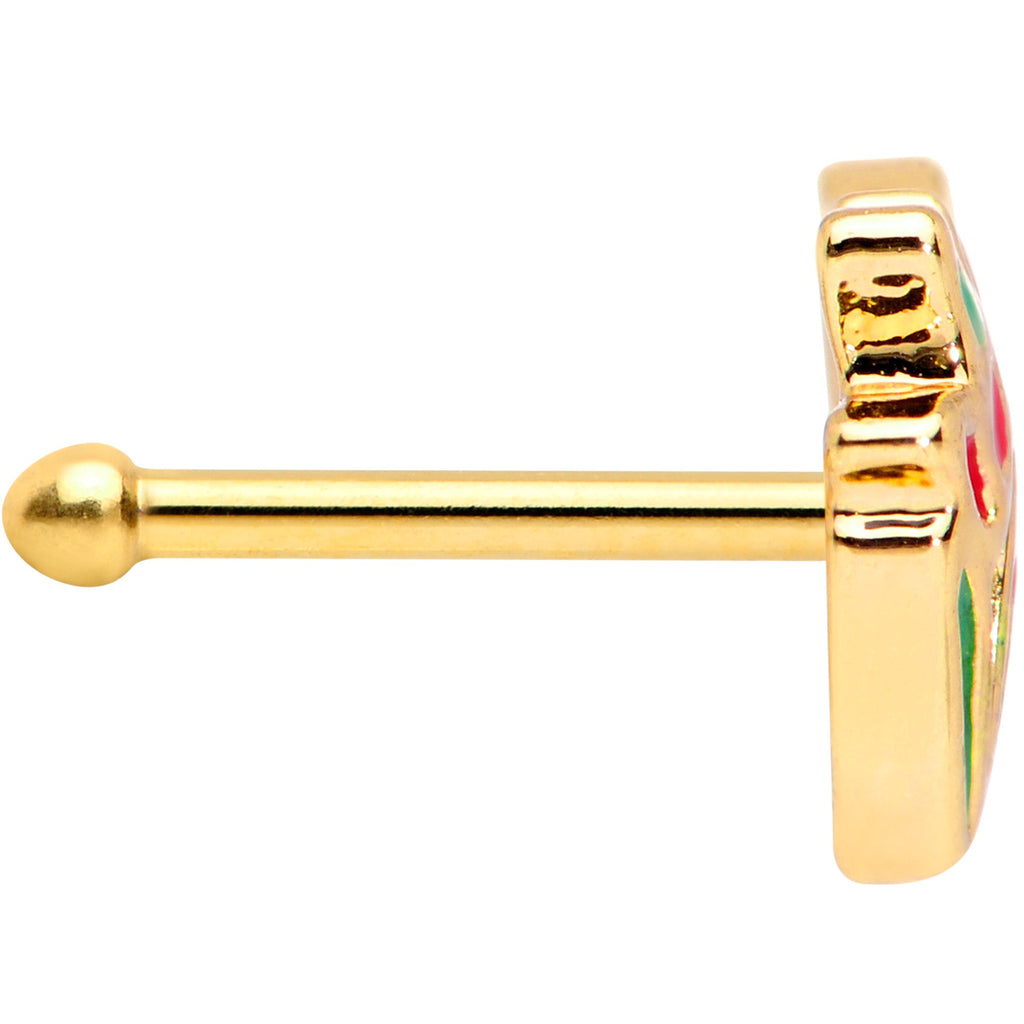 BodyCandy 20G 1/4 Gold Tone Springtime Red Tulip Flowers Nose Bone — lifestyle context