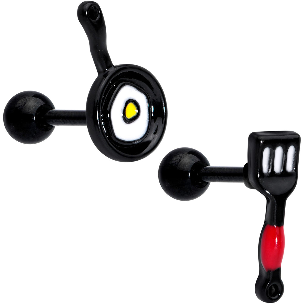 BodyCandy 16G 1/4 Black Spatula Kitchen Cooking Cartilage Earring Set of 2 — main product shot