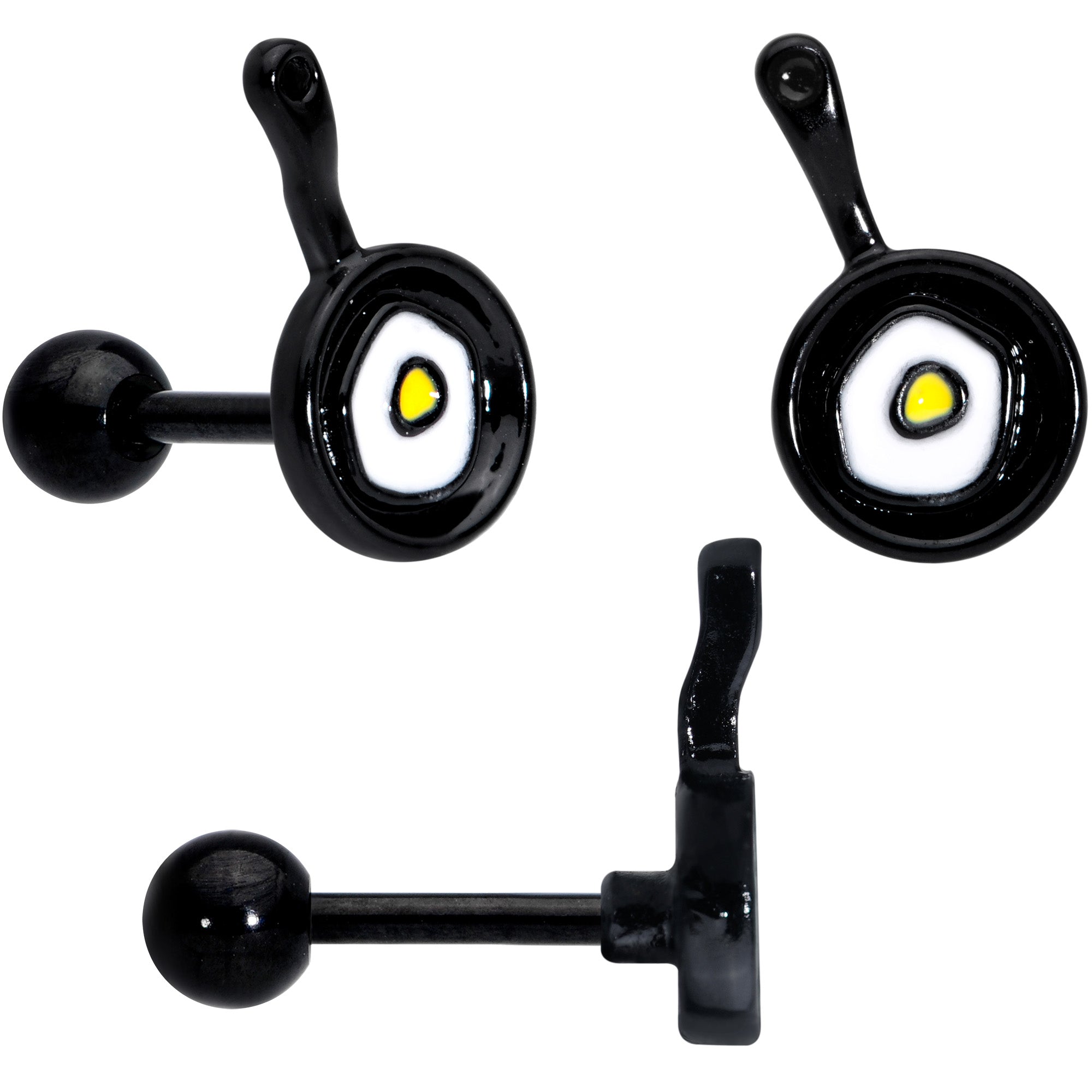 BodyCandy 16G 1/4 Black Spatula Kitchen Cooking Cartilage Earring Set of 2 — detail close-up