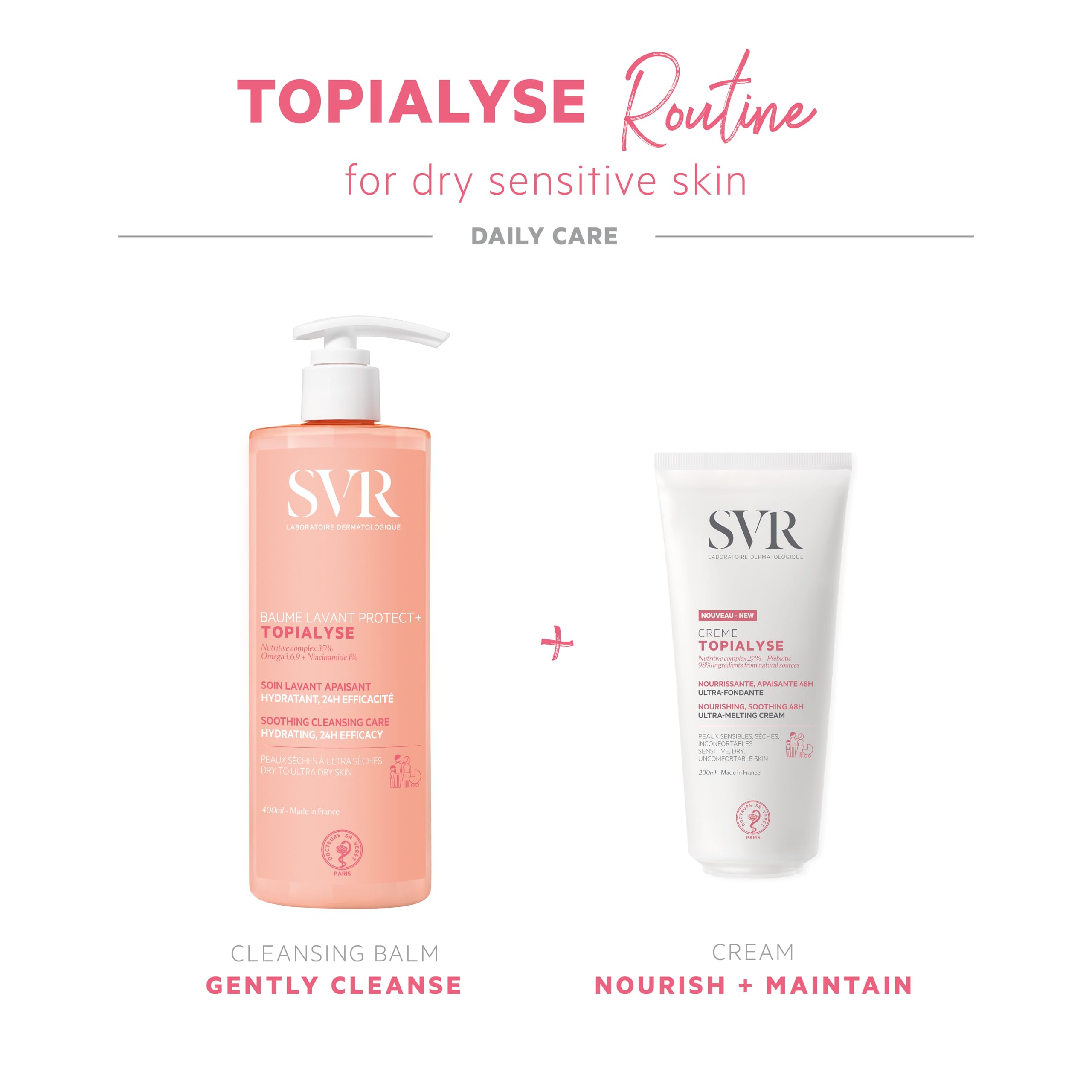SVR Creme Topialyse Moisturizing Body Cream - Natural Skincare for Sensitive Skin, Family-Friendly