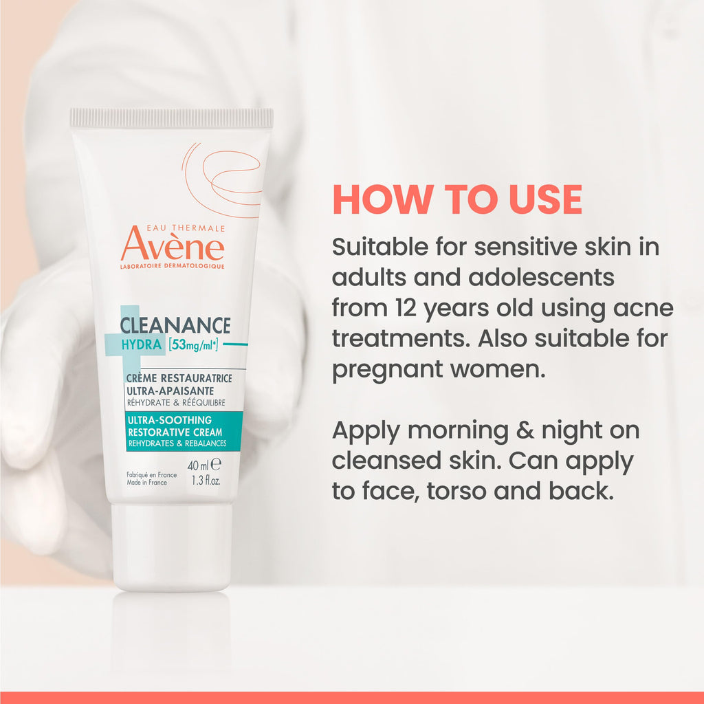 Avene Cleanance Hydra Cream 40ml - Soothing Moisturizing Cream for Sensitive Oily Skin