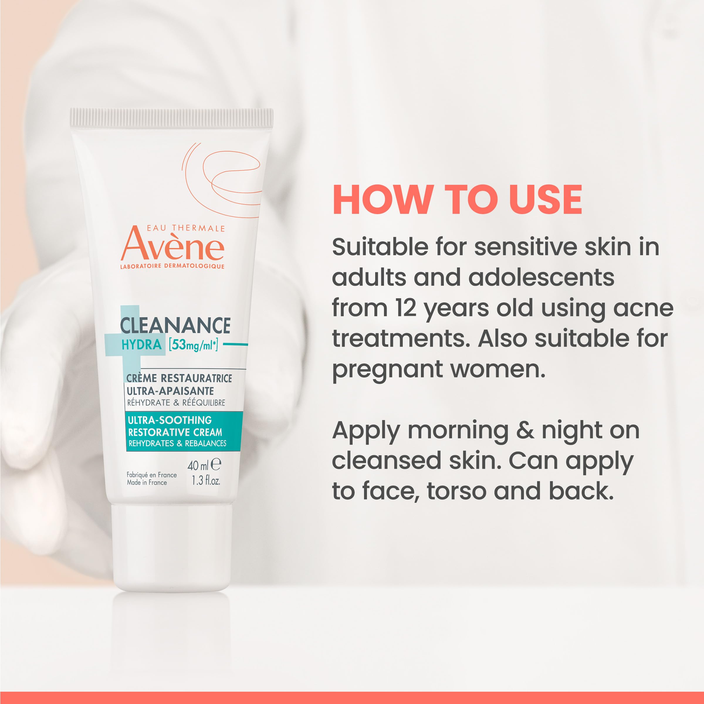 Avene Cleanance Hydra Cream 40ml - Soothing Moisturizing Cream for Sensitive Oily Skin