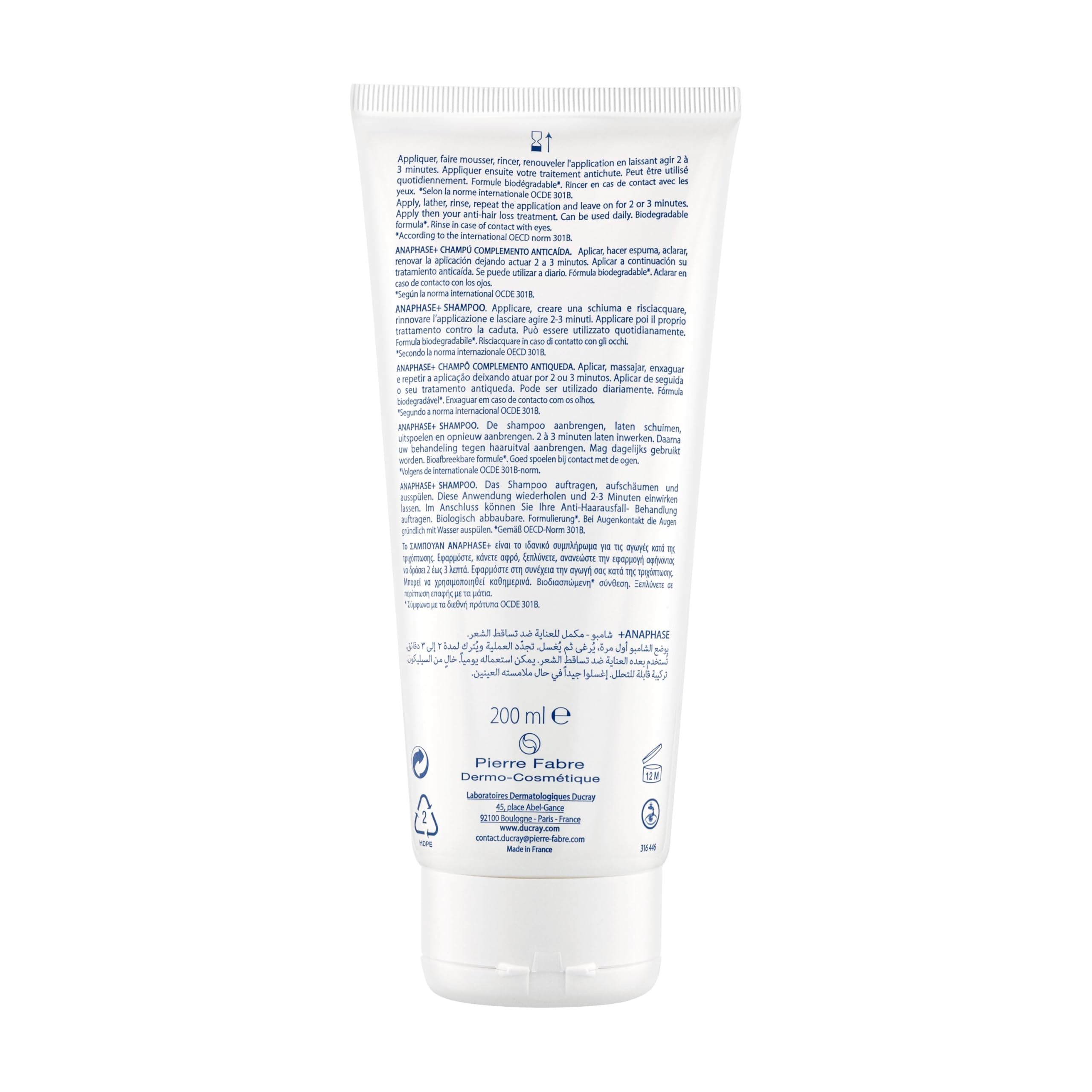 Ducray Anaphase+ Anti-Hair Loss Shampoo - Strengthens Hair, Adds Volume - 6.76 fl oz