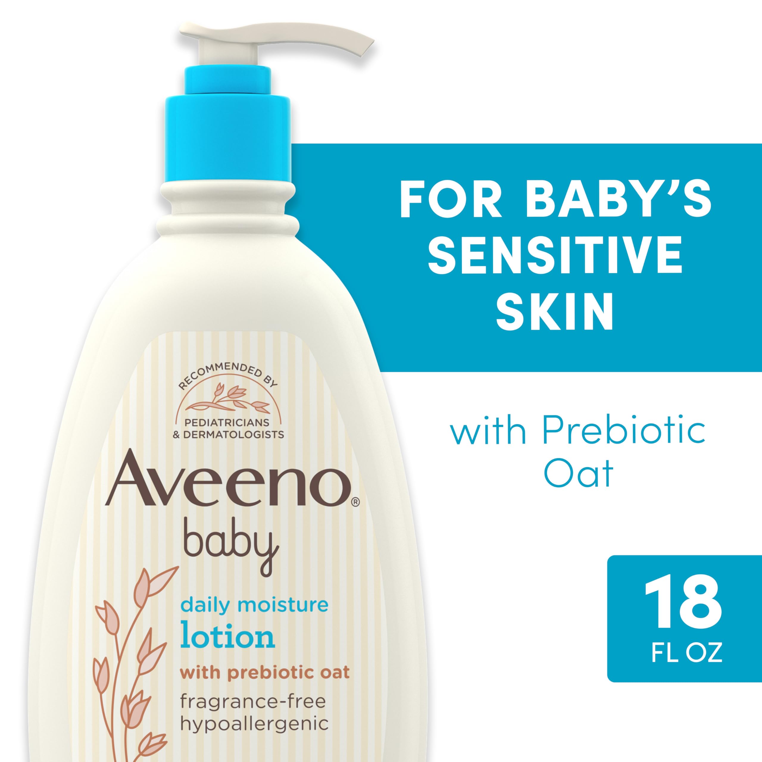 Aveeno Baby Moisturizing Lotion for Sensitive Skin - Natural Baby Skincare with Prebiotic Oat