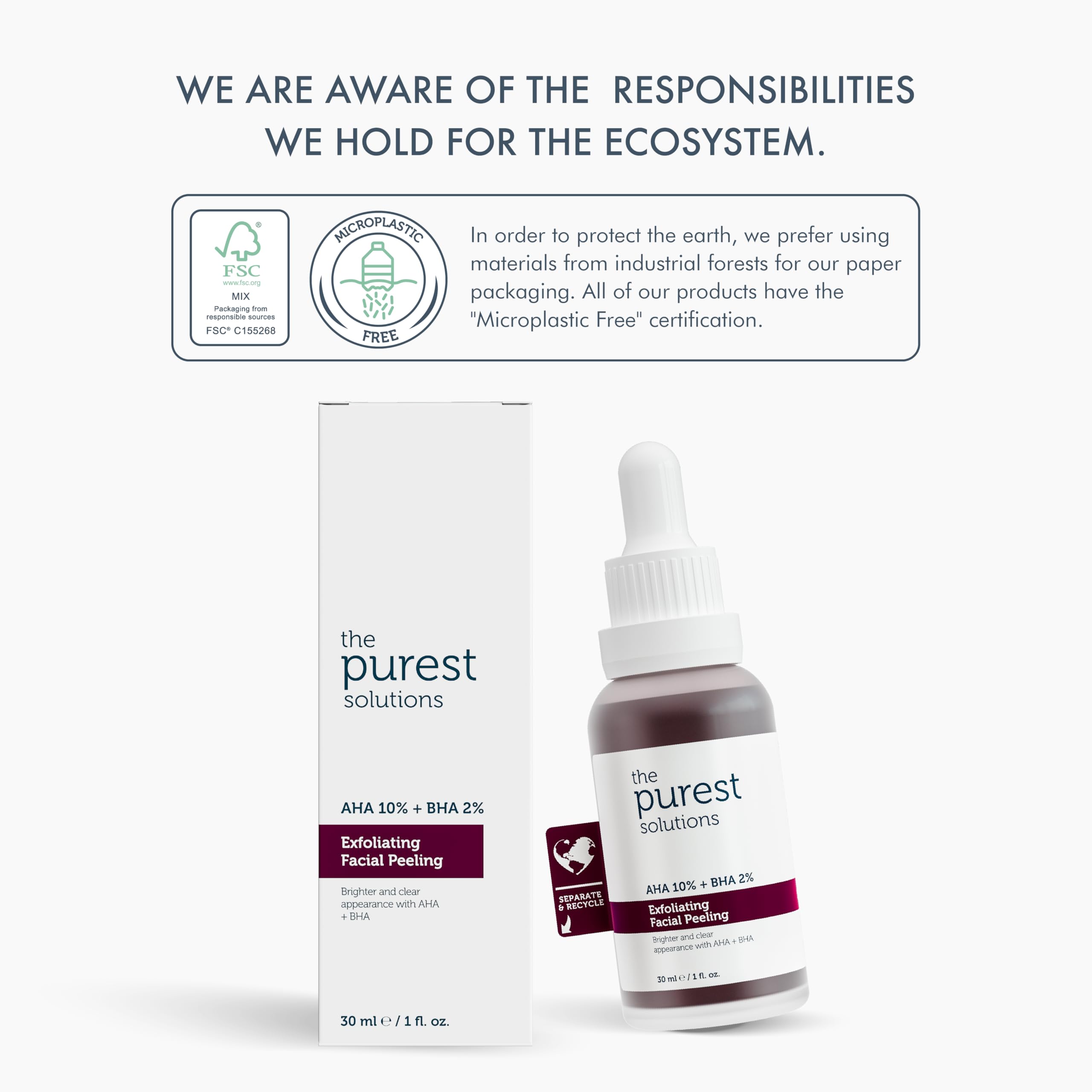 The Purest Solutions Skincare Set - Exfoliating, Brightening, Anti-aging with AHA, BHA, and Vitamin C