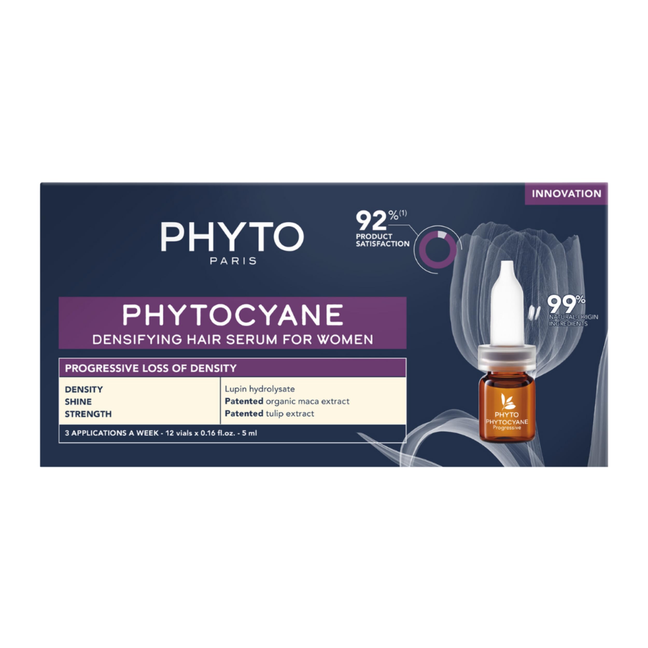 Phyto Phytocyane Anti-Hair Loss Treatment For Women - 12 x 5ml Single-Use Doses, Promotes Hair Health & Reduces Thinning