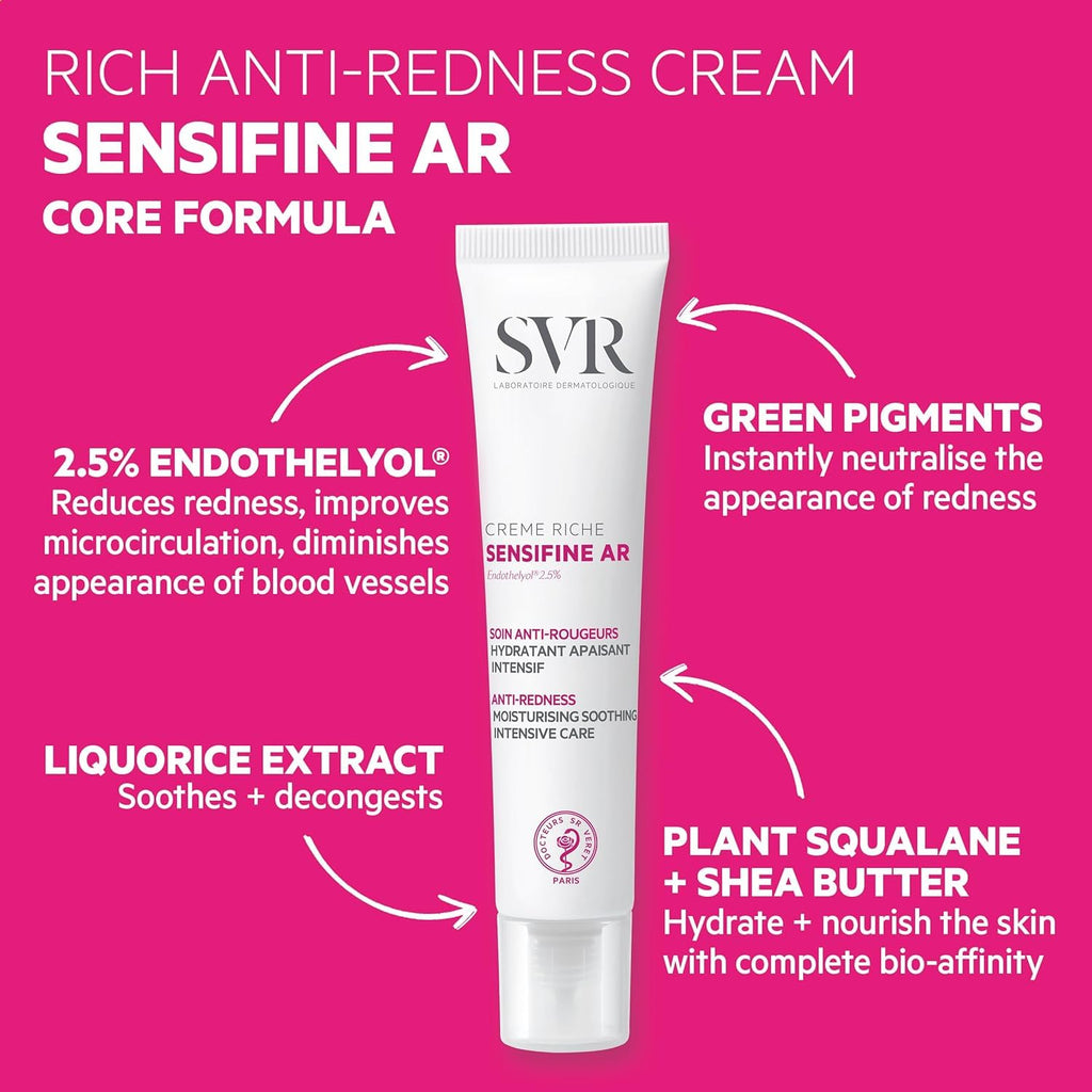 SVR Sensifine AR Creme Riche 40ml - 24-Hour Hydration Moisturizing Cream for Sensitive Skin