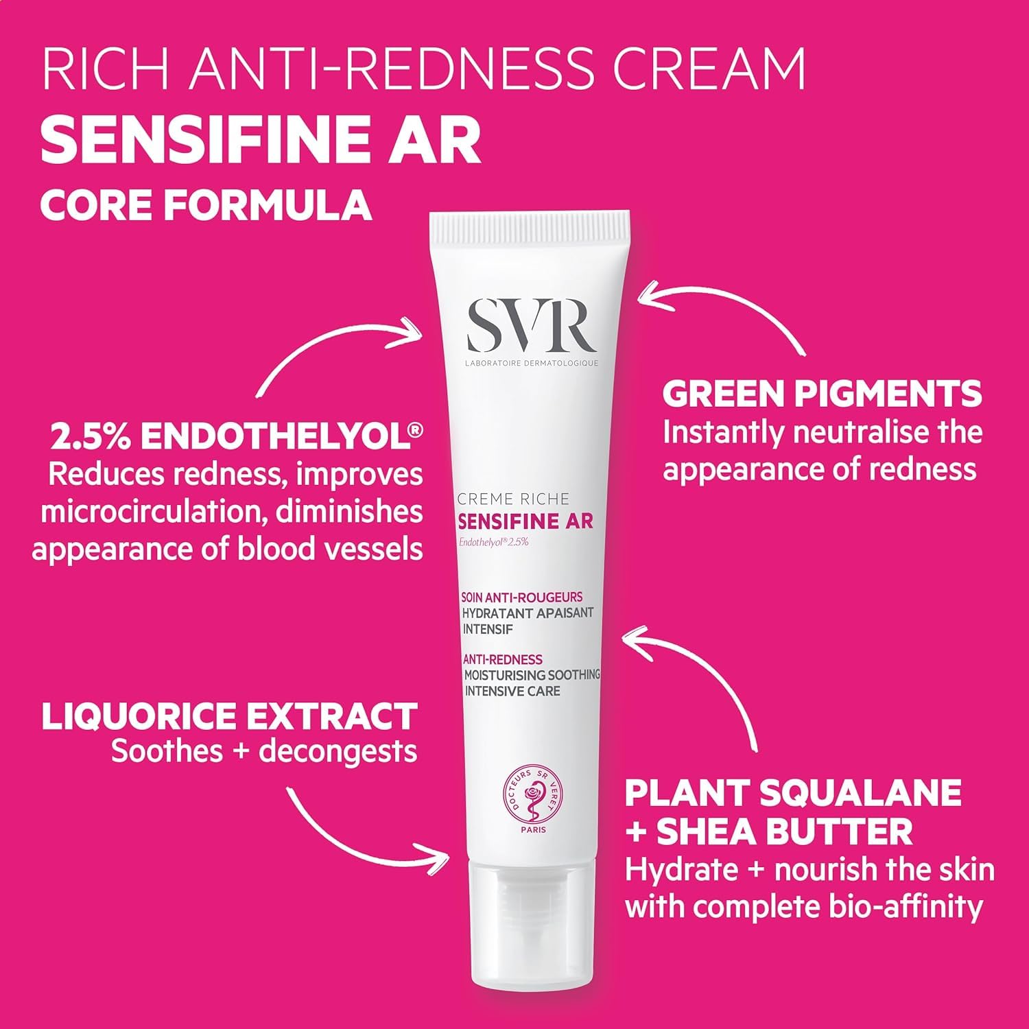 SVR Sensifine AR Creme Riche 40ml - 24-Hour Hydration Moisturizing Cream for Sensitive Skin
