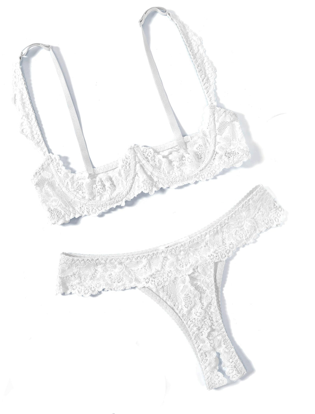 White Lace Women's Slip Underwear Set - 2 Pack | Size M