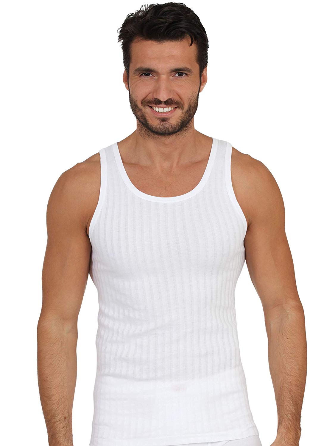 tittimitti MaRe Luxury Italian Underwear 100% Mako Cotton Men's Sleeveless Muscle Tank Top Made in Italy — detail close-up
