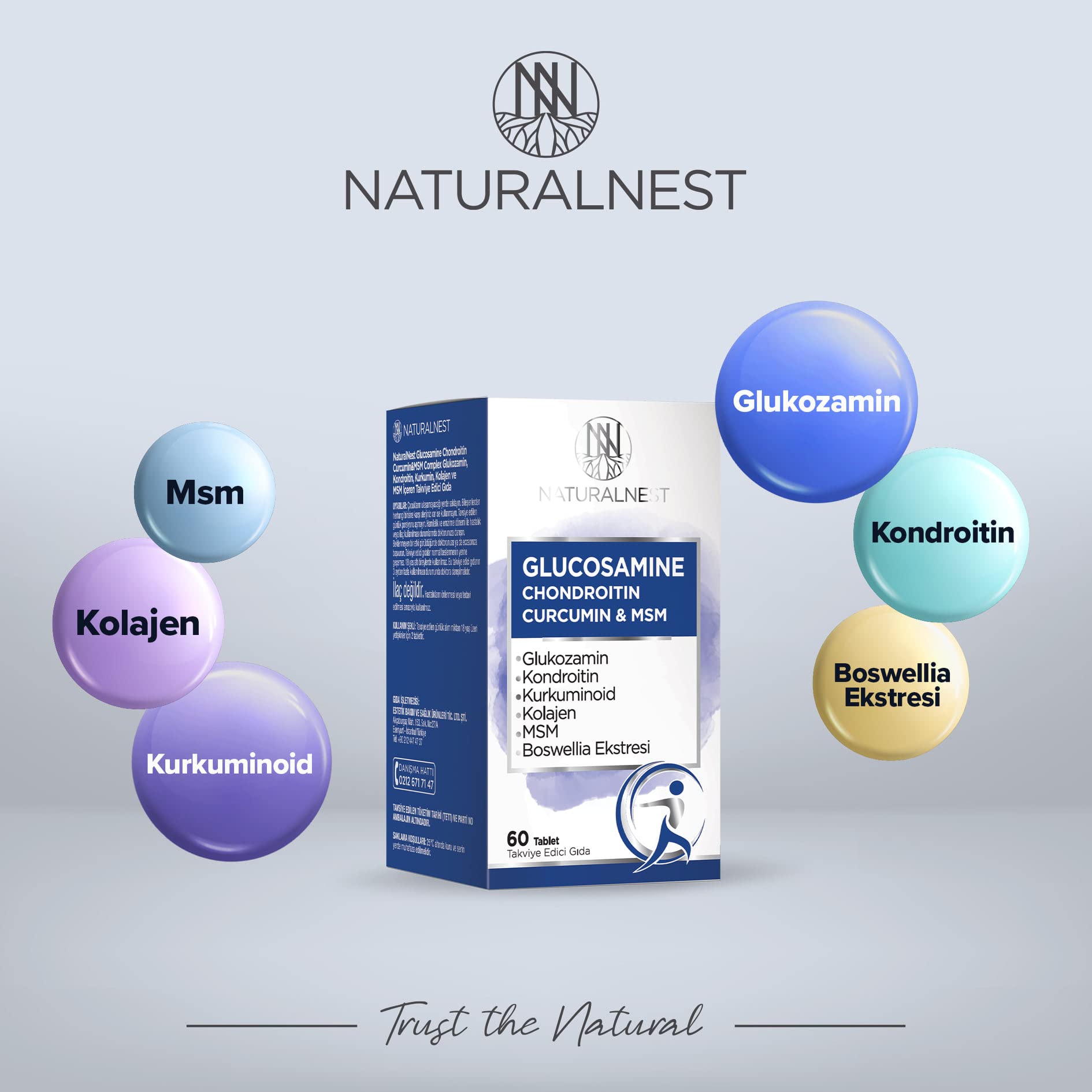 Naturalnest Glucosamine Chondritin Curcumin & MSM 60 Tablets
