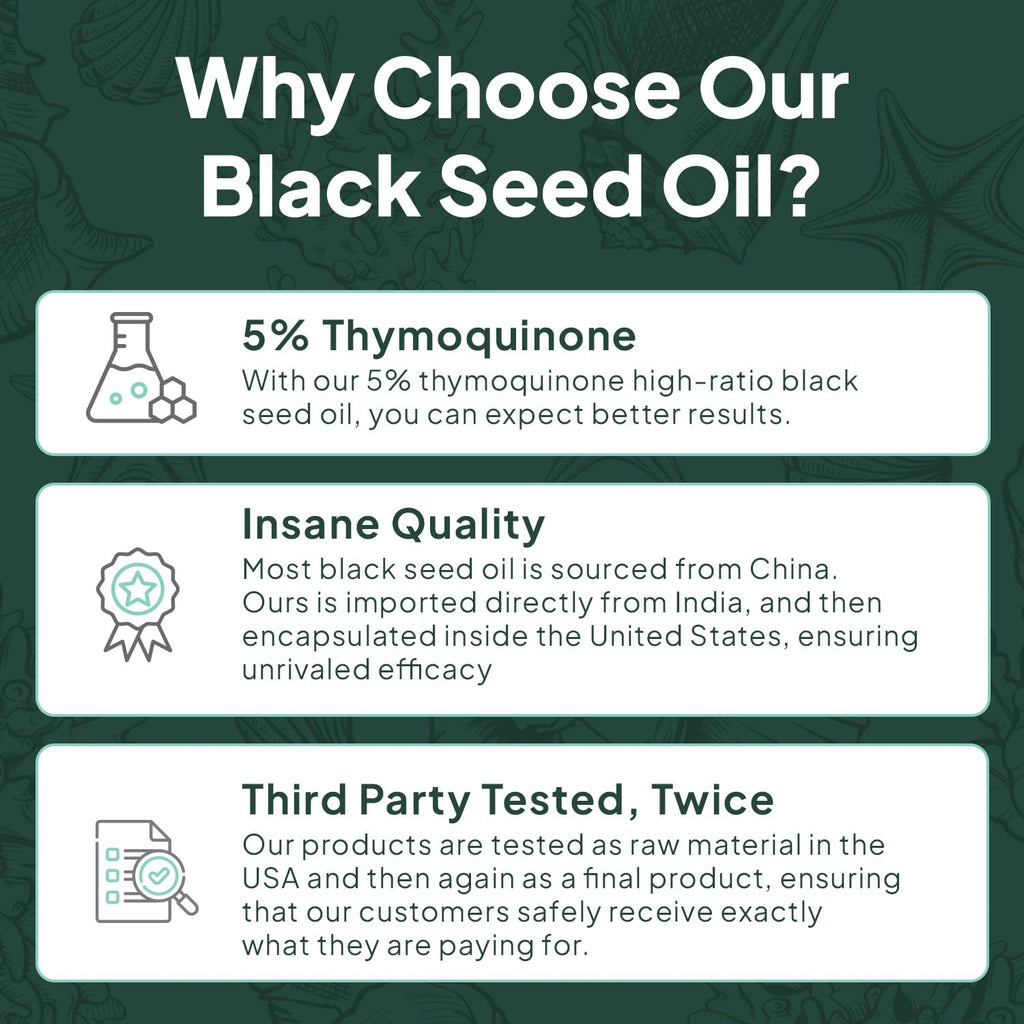Ocean Black Seed Oil Supplement - 1000mg Çörek Otu Yağı Capsules, 60 Count (1+1 Free) - Natural Health Support