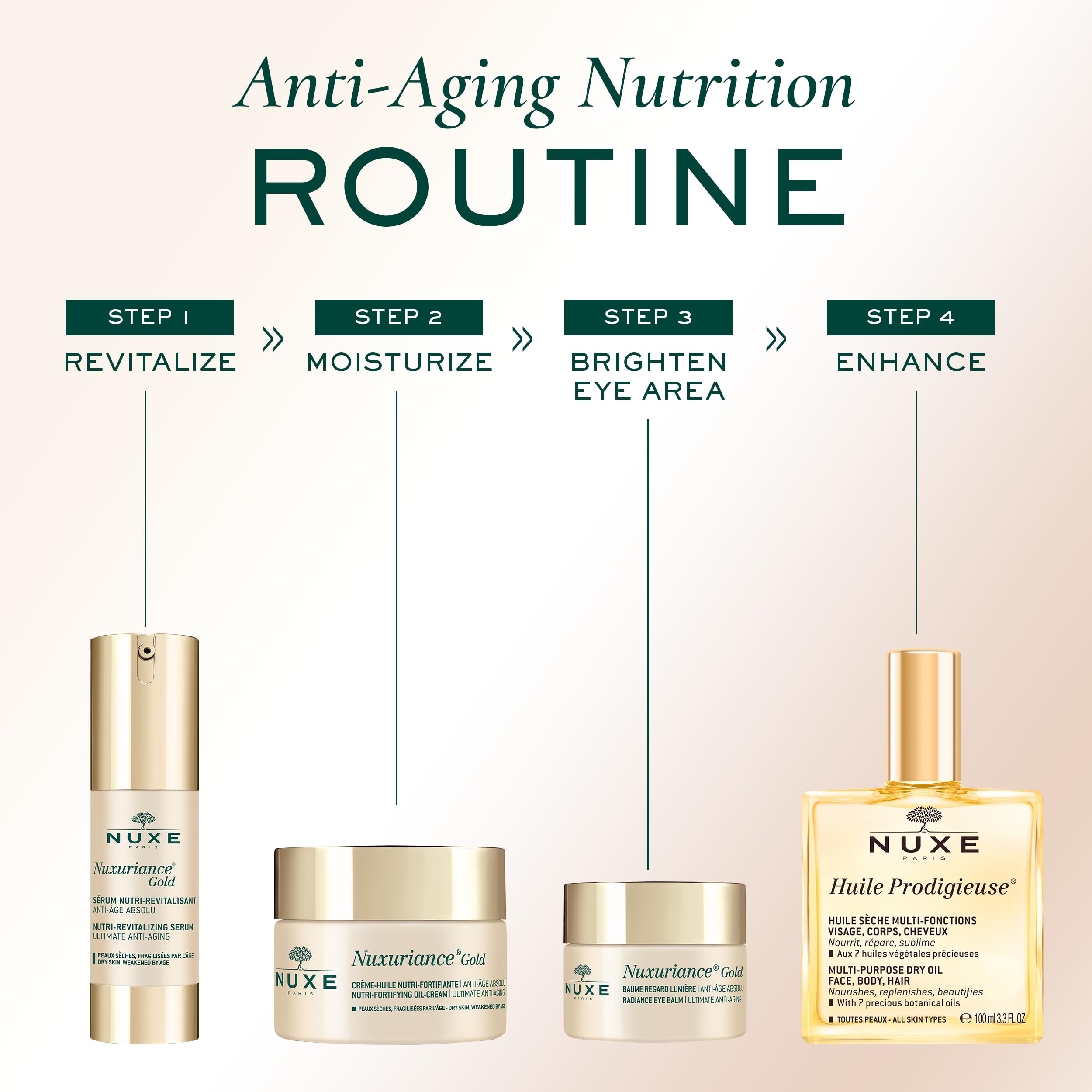 Nuxe Nuxuriance Gold Anti-Aging Serum - Revitalizing, Natural Skincare with Hyaluronic Acid