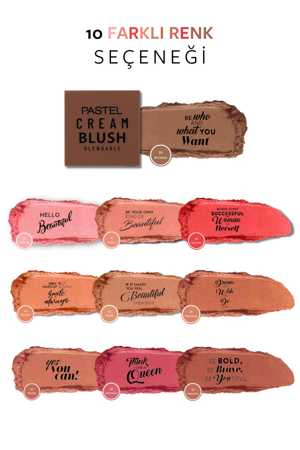 Pastel Creamblush Blendable 3.6g No:50 Brownie - Natural Makeup Look with Long-Lasting Wear