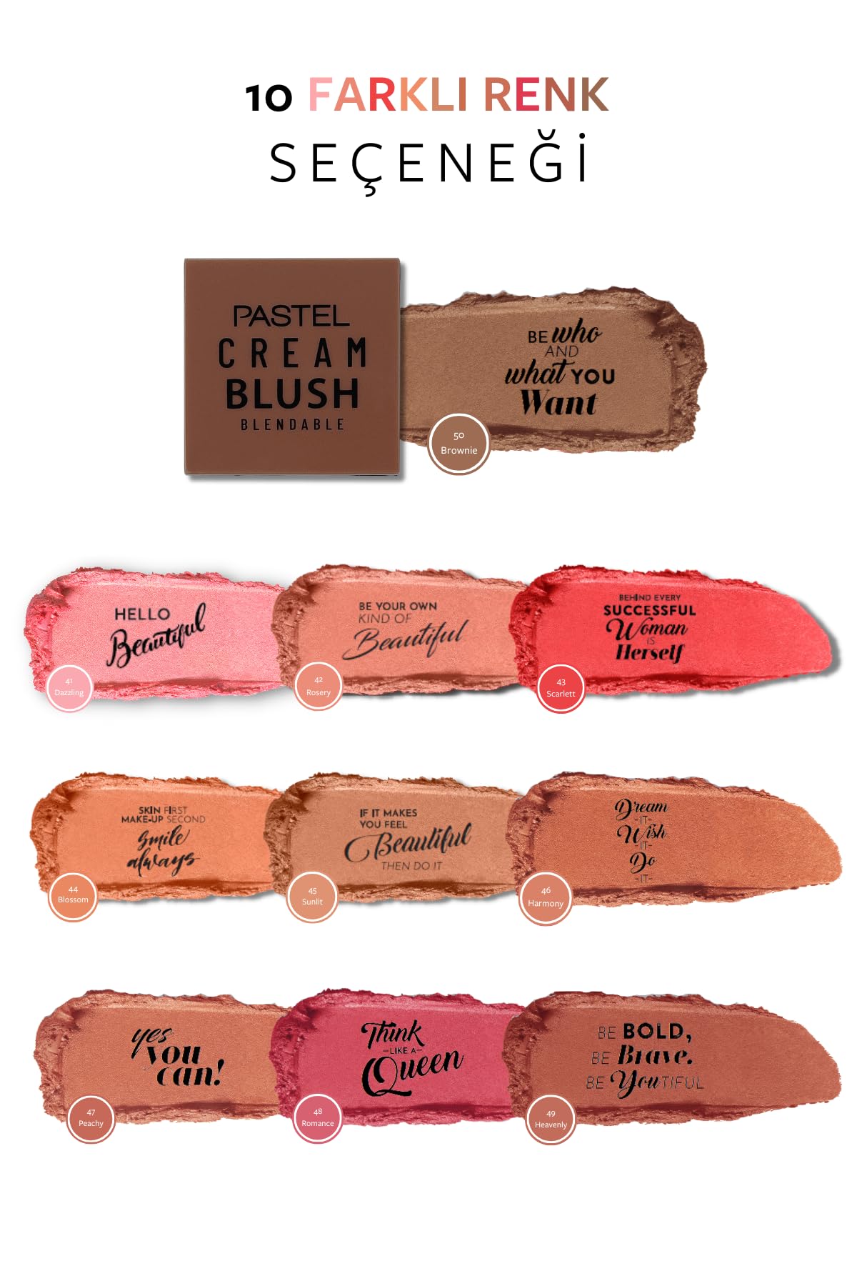 Pastel Creamblush Blendable 3.6g No:50 Brownie - Natural Makeup Look with Long-Lasting Wear