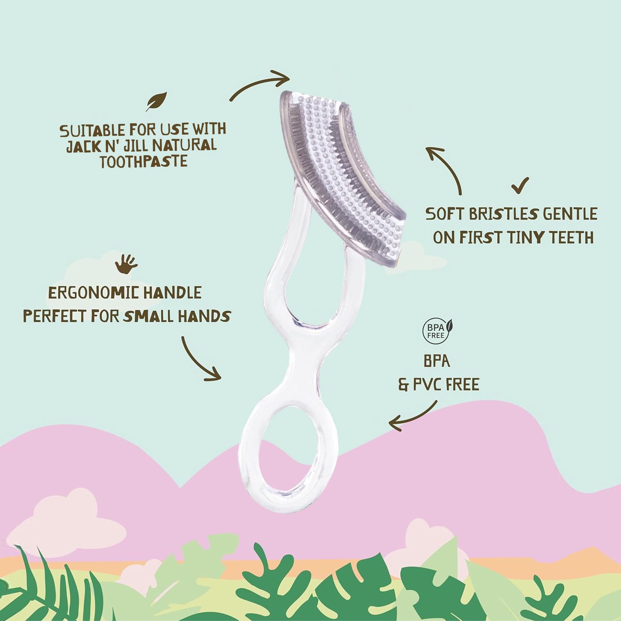 Jack and Jill Silicone Tooth and Gum Brush - Dual-Sided Brush for Infant Oral Care