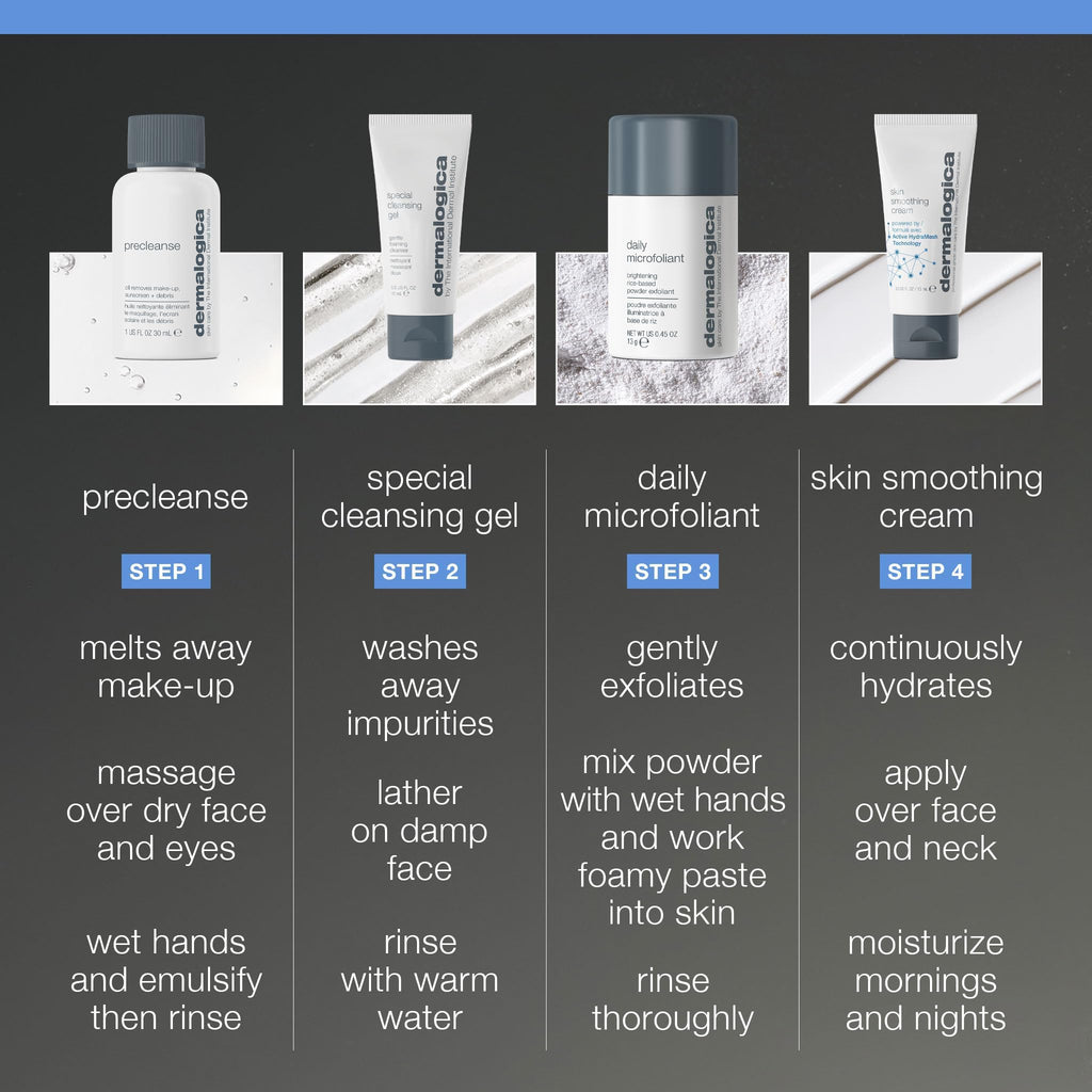 Dermalogica Skincare Set - Travel Sized Cleansing, Exfoliating, and Moisturizing Kit